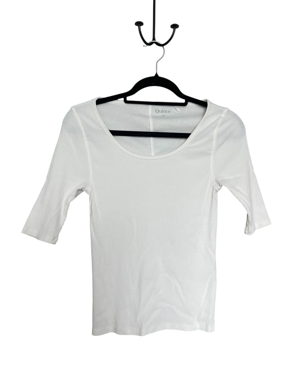 Quince White Scoop Neck Elbow-Sleeve Tee